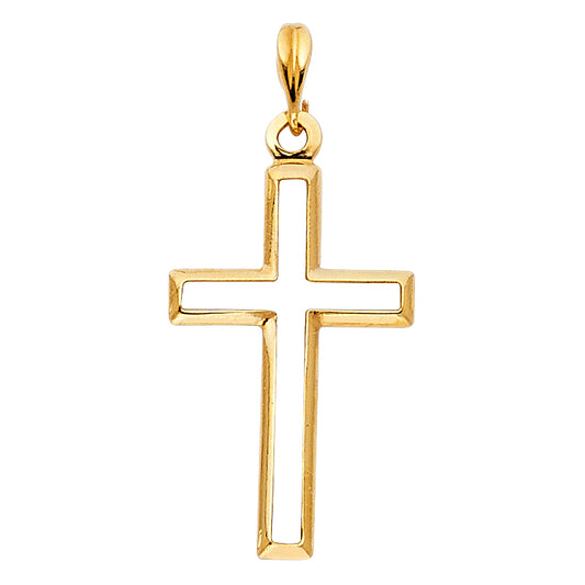 14K Yellow Gold Open Frame Cross Pendant aprox 1" tall
