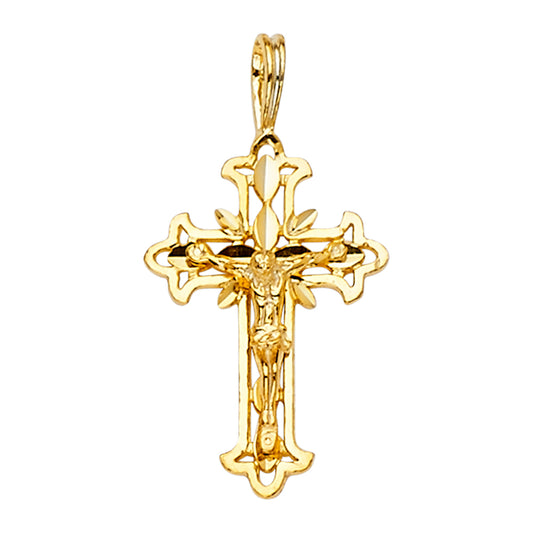 14K Yellow Gold Filigree Cross Crucifix Pendant aprox 3/4" tall