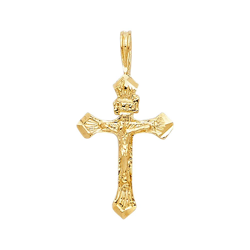 14K Yellow Gold High-Polished Crucifix Pendant aprox 3/4" tall