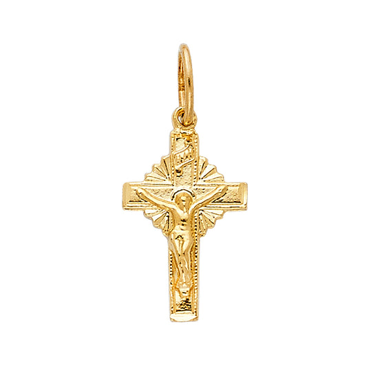 14K Yellow Gold High-Polished Crucifix Pendant aprox 3/4" tall