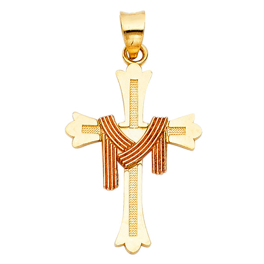 14K Two-Tone Gold Draped Robe Cross Pendant aprox 1" tall
