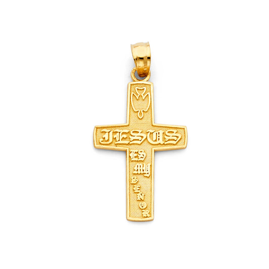 14K Yellow Gold Jesús Mi Señor Engraved Cross Pendant aprox 3/4" tall