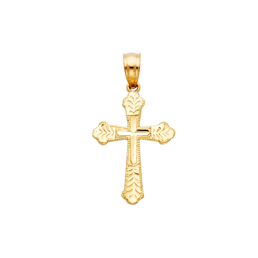 14K Yellow Gold Diamond-Cut Cross Pendant aprox 3/4' tall