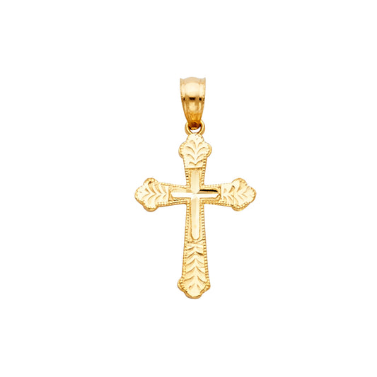 14K Yellow Gold Diamond-Cut Cross Pendant aprox 3/4' tall