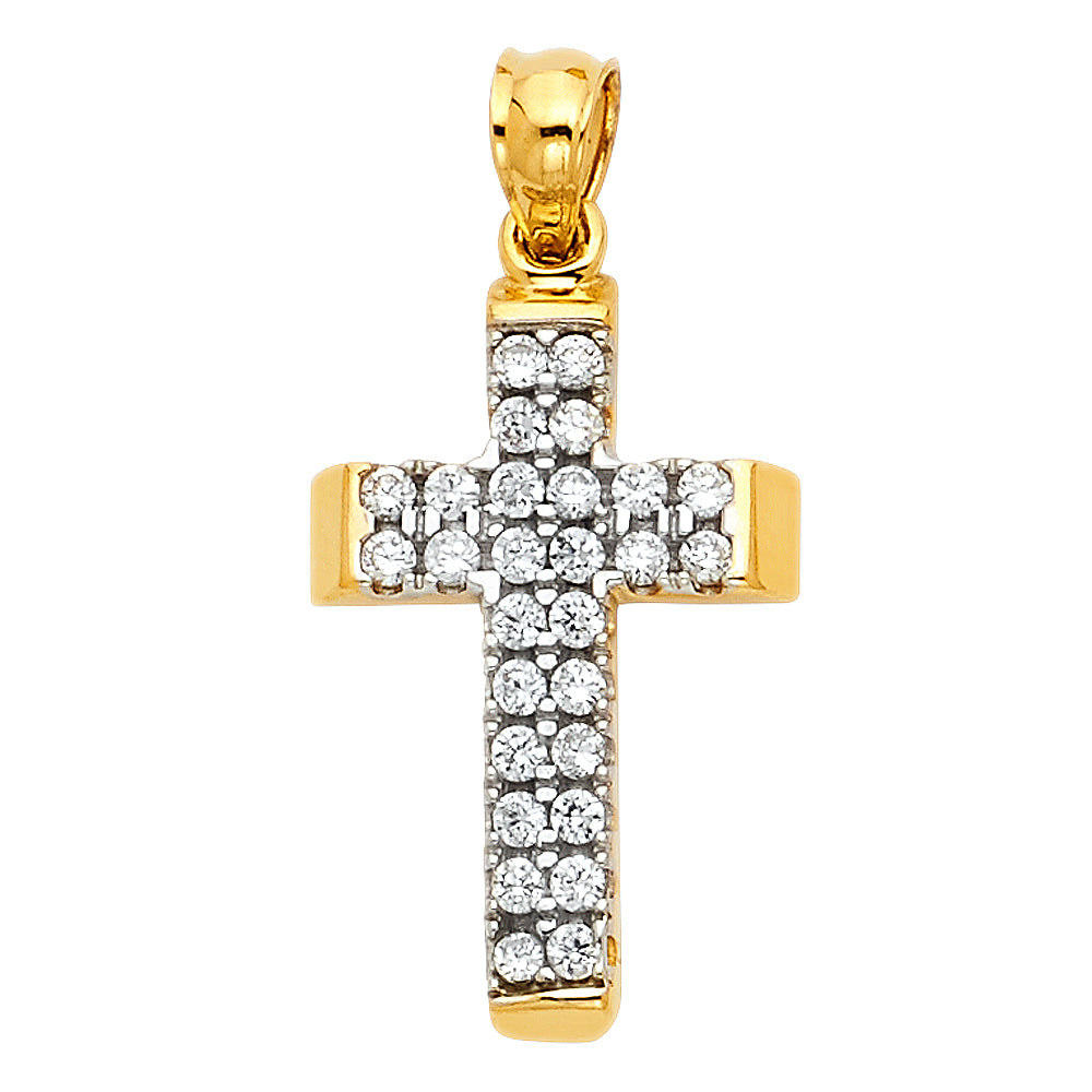 14K Yellow Gold CZ Cross Pendant aprox 3/4" tall
