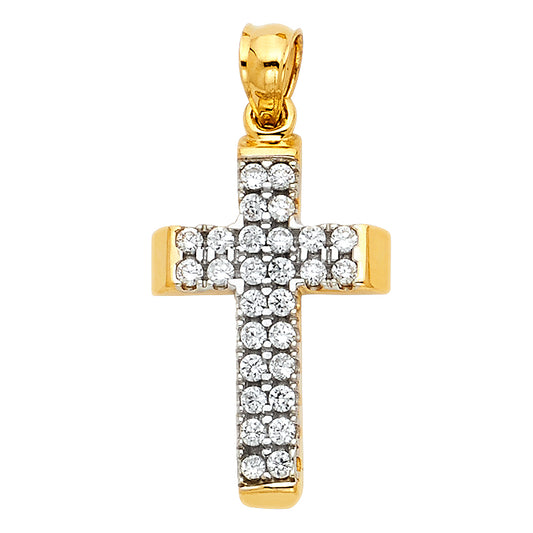 14K Yellow Gold CZ Cross Pendant aprox 3/4" tall
