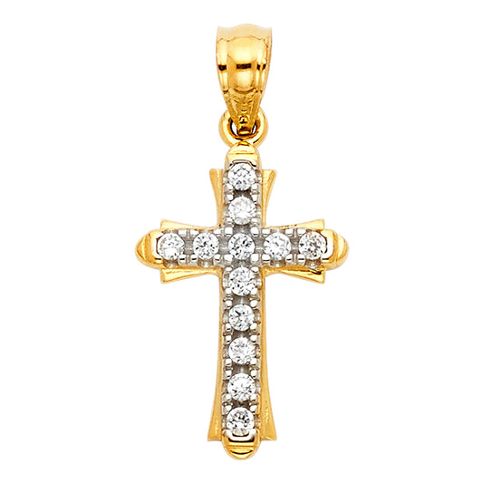 14K Yellow Gold CZ Cross Pendant aprox 1/2" tall