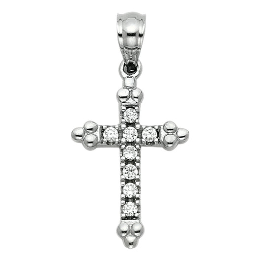 14K White Gold CZ Cross Pendant aprox 1/2" tall