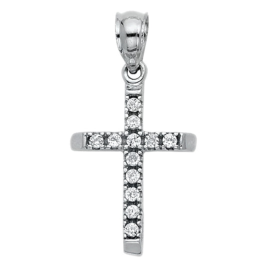 14K White Gold CZ Cross Pendant aprox 1/2" tall