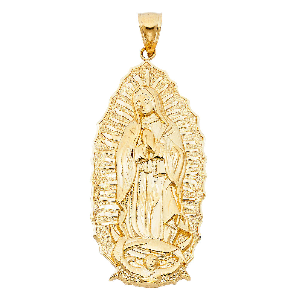14K Yellow Gold Our Lady of Guadalupe Large Pendant