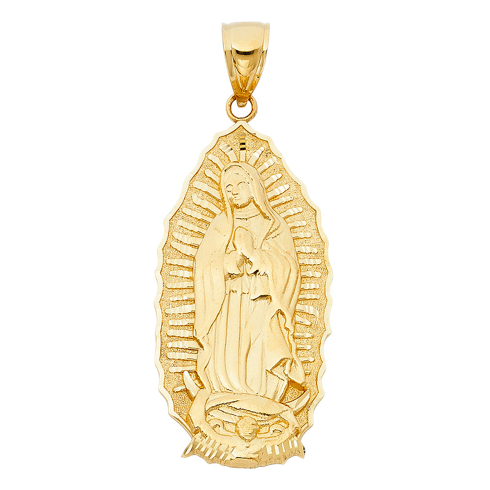 14K Yellow Gold Our Lady of Guadalupe Medium Pendant