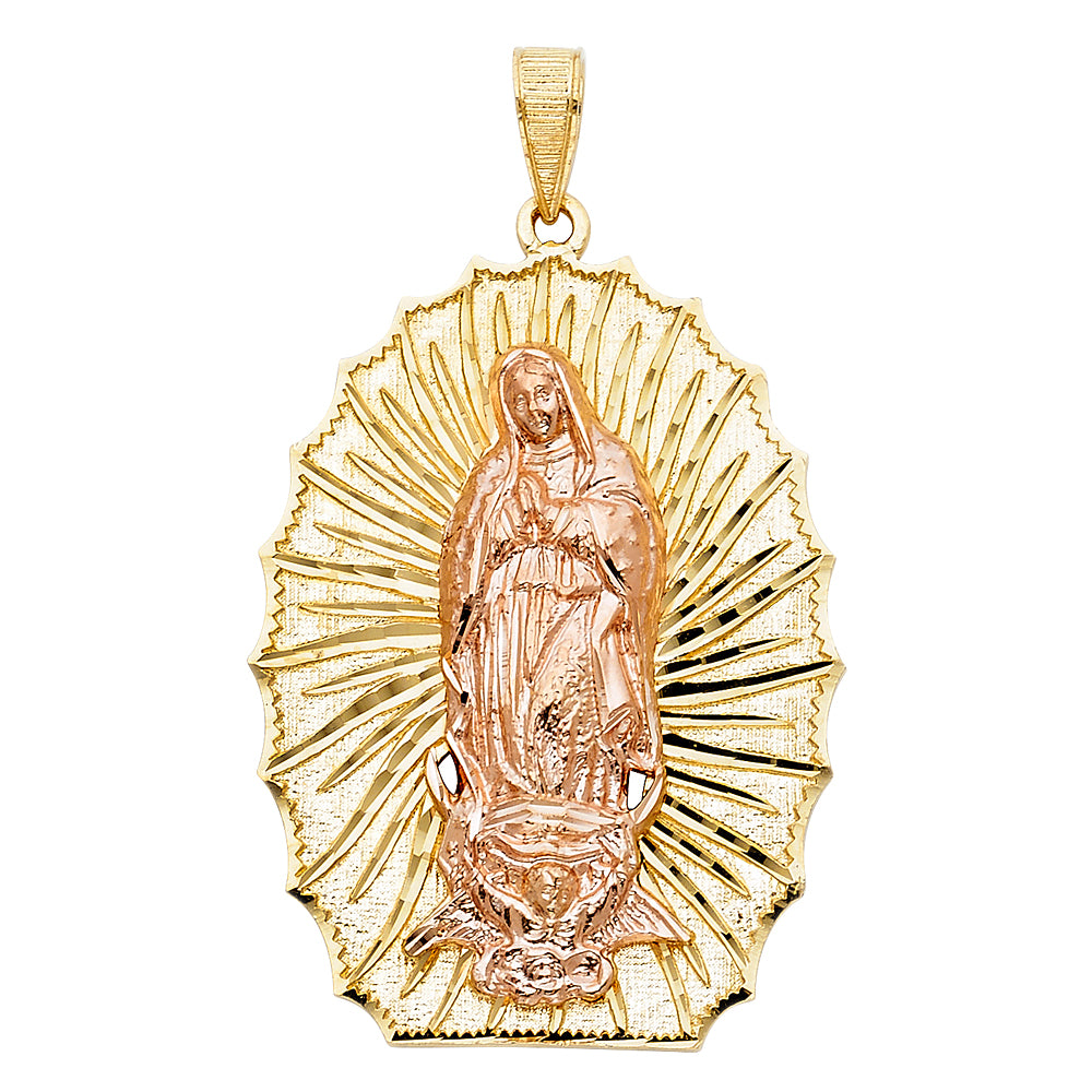 14K Two-Tone Gold Our Lady of Guadalupe Radiant Pendant