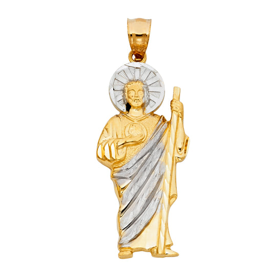 14K Two-Tone Gold Saint Jude Pendant