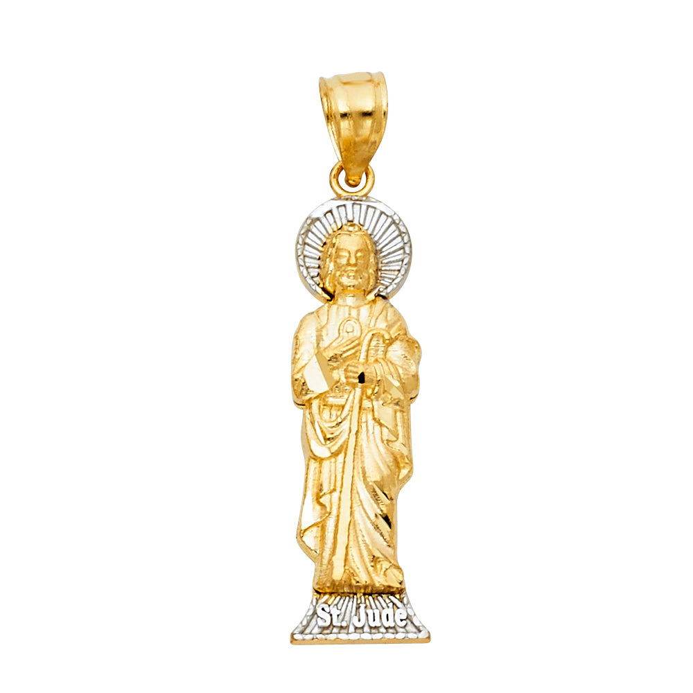 14K Two-Tone Gold Saint Jude Pendant