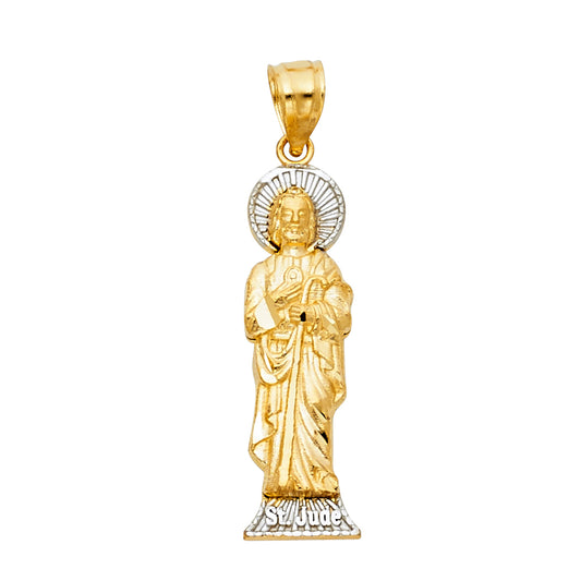 14K Two-Tone Gold Saint Jude Pendant
