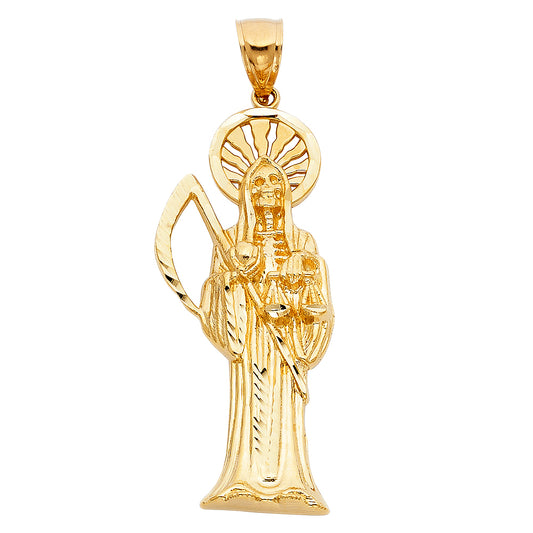 14K Yellow Gold Santa Muerte Pendant