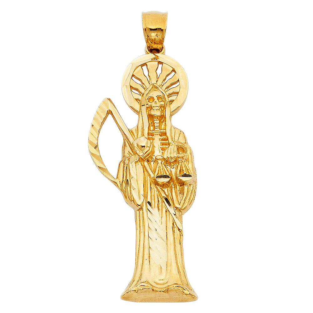 14K Yellow Gold Santa Muerte Pendant