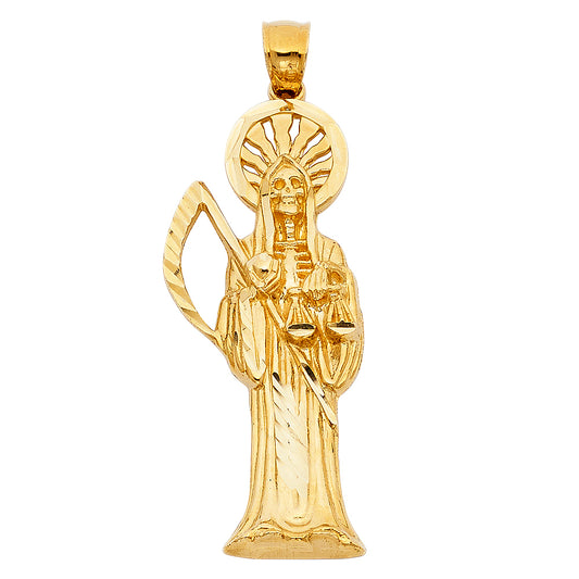 14K Yellow Gold Santa Muerte Pendant
