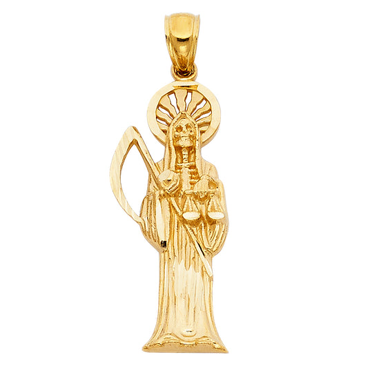 14K Yellow Gold Santa Muerte Pendant