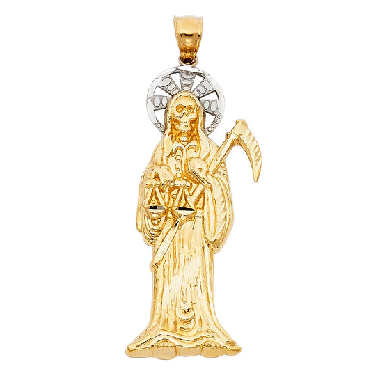 14K Two-Tone Gold Santa Muerte Pendant