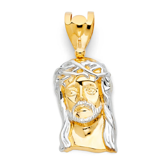 14K Yellow Gold Two-Tone Gold Jesus Head CZ Pendant aprox 2 1/2" tall