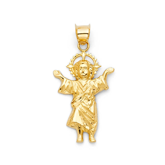14K Yellow Gold Divine Child Pendant 1 1/4" tall