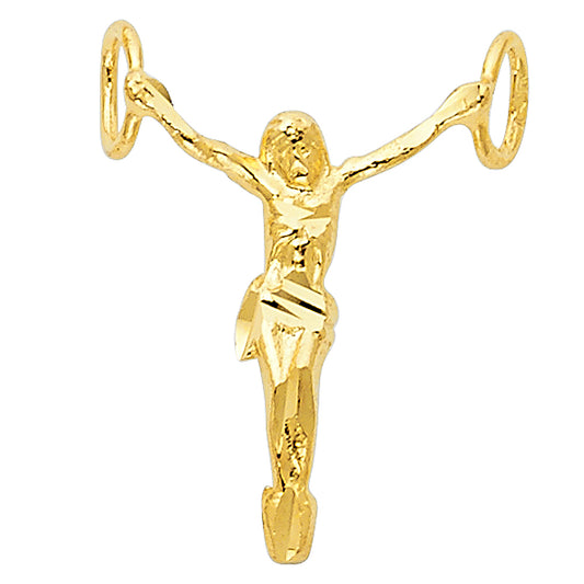 14K Two-Tone Gold Crucifix Jesus Figure Pendant aprox 3/4" tall