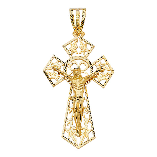 14K Yellow Gold Filigree Crucifix Pendant aprox 3 1/4" tall