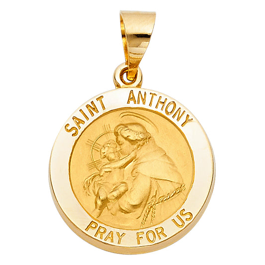 14K Yellow Gold Saint Anthony Pray For Us Medallion Pendant