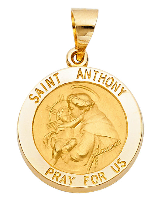 14K Yellow Gold Saint Anthony Pray For Us Medallion Pendant