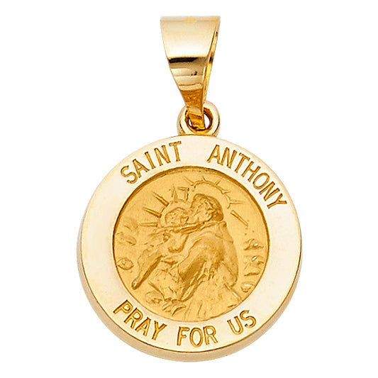 14K Yellow Gold Saint Anthony Pray For Us Medallion Pendant