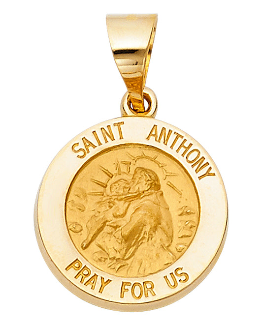 14K Yellow Gold Saint Anthony Pray For Us Medallion Pendant