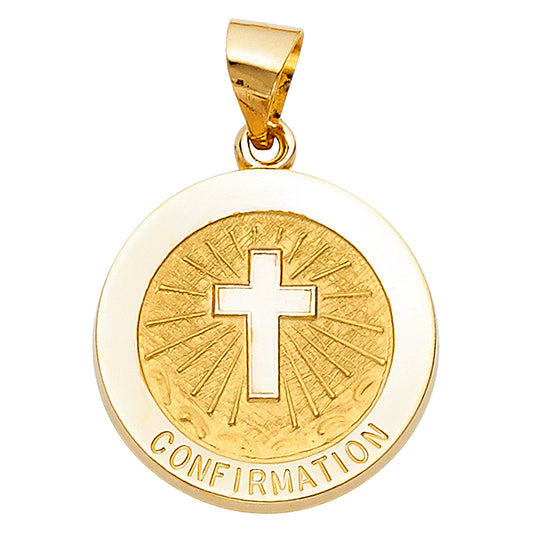 14K Yellow Gold Confirmation Cross Medallion Pendant