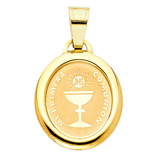 14K Yellow Gold Mi Primera Comunión Chalice Medallion Pendant