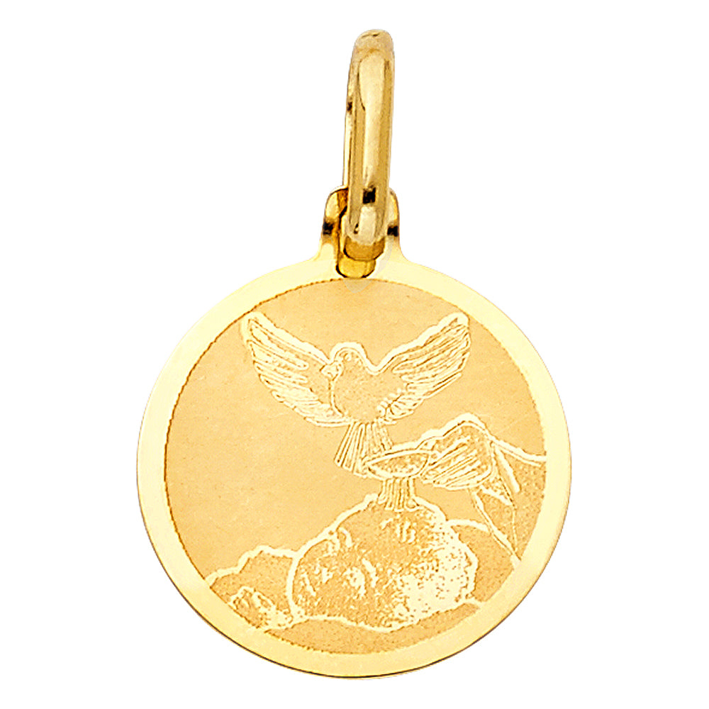 14K Yellow Gold Baptism Medal Pendant