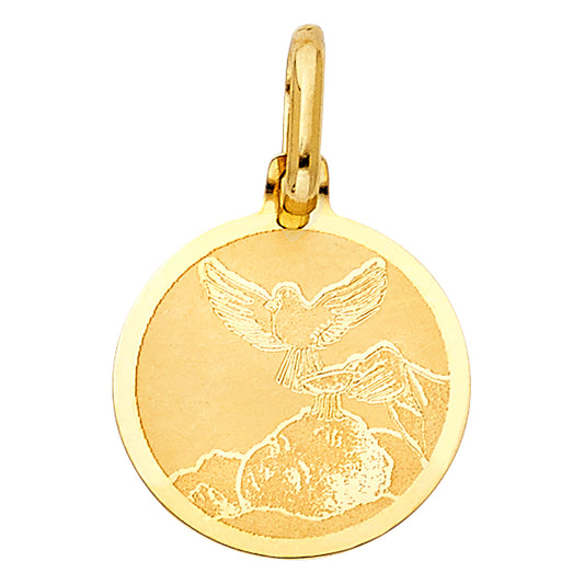 14K Yellow Gold Baptism Medal Pendant