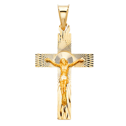 14K Yellow Gold Diamond-Cut Crucifix Pendant aprox 1" tall