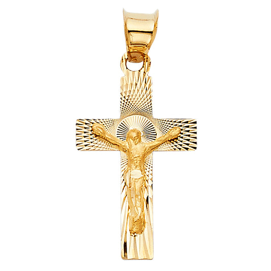 14K Yellow Gold Diamond-Cut Crucifix Pendant aprox 3/4" tall