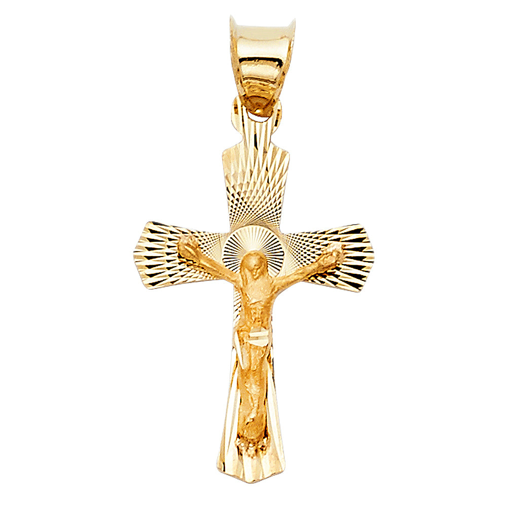 14K Yellow Gold Diamond-Cut Crucifix Pendant aprox 3/4" tall