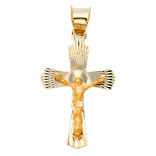 14K Yellow Gold Diamond-Cut Crucifix Pendant aprox 3/4" tall
