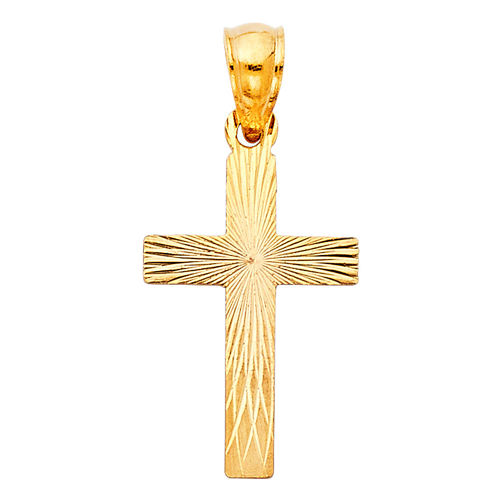 14K Yellow Gold Diamond-Cut Cross Pendant aprox 3/4" tall