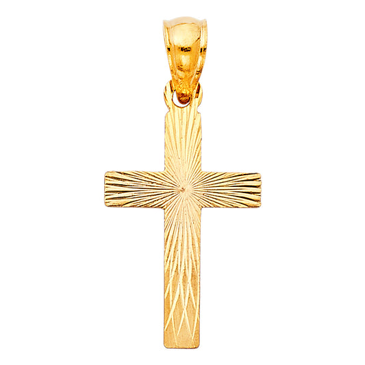 14K Yellow Gold Diamond-Cut Cross Pendant aprox 3/4" tall
