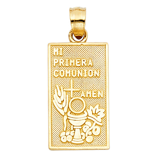 14K Yellow Gold Mi Primera Comunión Rectangular Pendant
