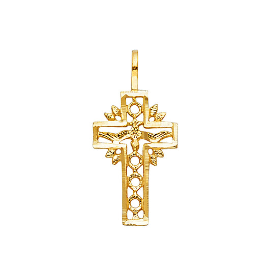 14K Yellow Gold Holy Spirit Filigree Cross Pendant