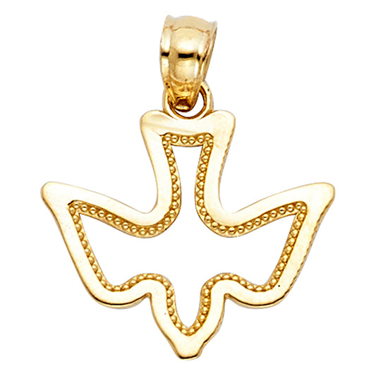 14K Yellow Gold Holy Spirit Dove Outline Pendant