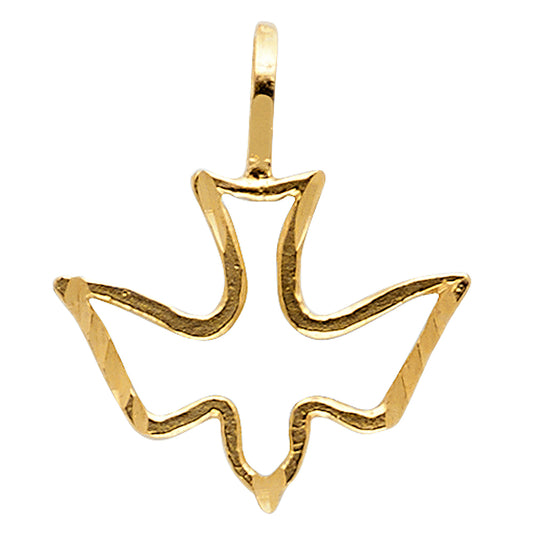 14K Yellow Gold Holy Spirit Dove Outline Pendant