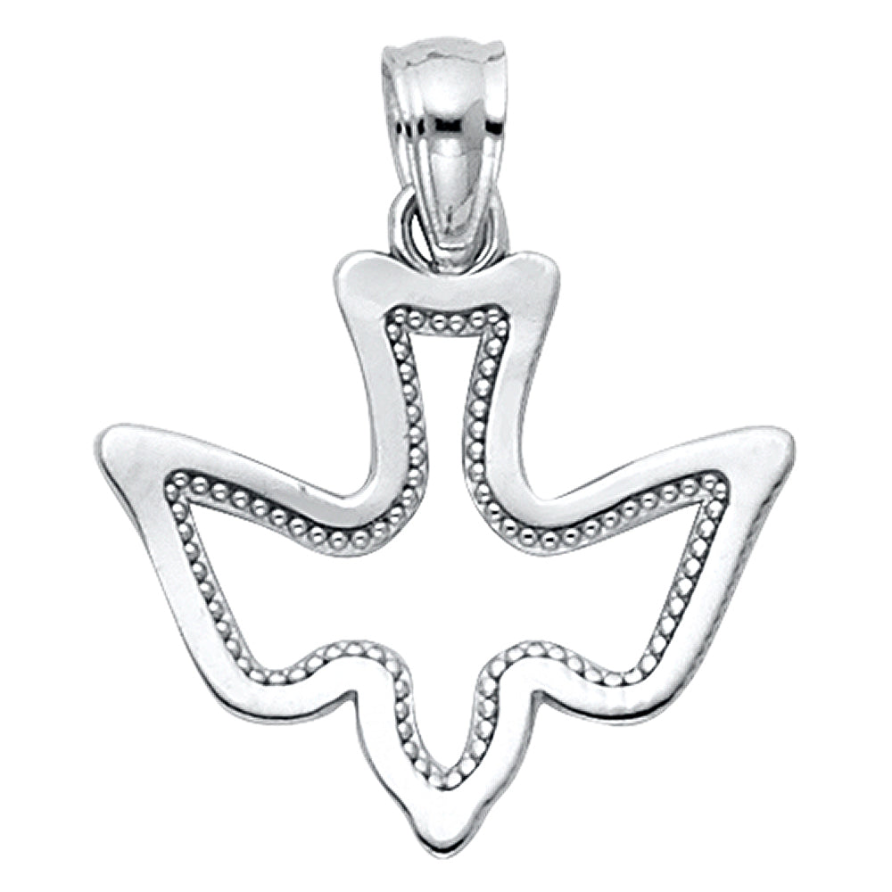 14K White Gold Holy Spirit Dove Outline Pendant