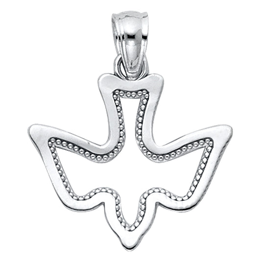 14K White Gold Holy Spirit Dove Outline Pendant