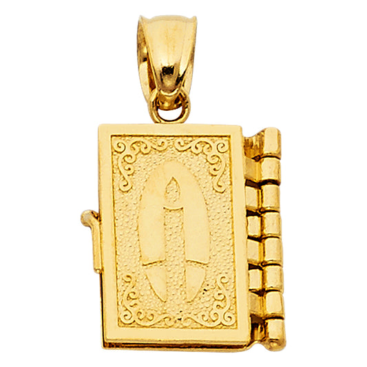 14K Yellow Gold Holy Bible Locket Pendant