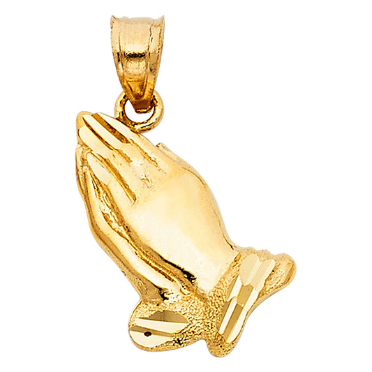 14K Yellow Gold Praying Hands Pendant